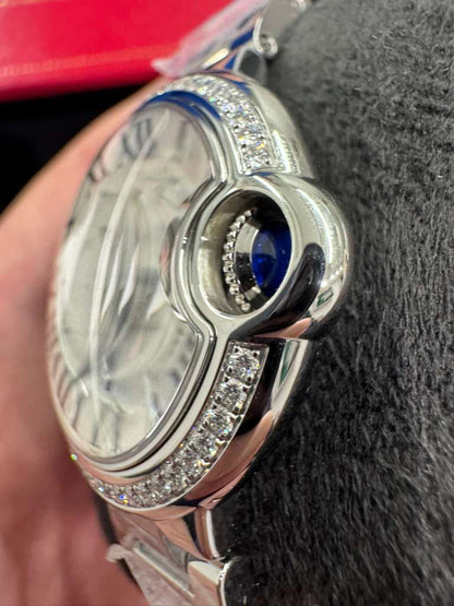 Cartier Ballon Bleu Stainless Steel Diamond 33 MM - Stainless Steel Bracelet - White Dial - W4BB0023