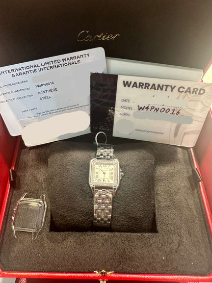 Cartier Panthére De Cartier Stainless Steel (Small Model) 22 MM - Stainless Steel Bracelet - Diamond Bezel - White Dial - W4PN0016