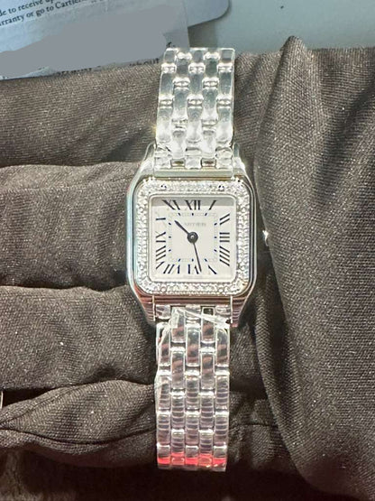 Cartier Panthére De Cartier Stainless Steel (Small Model) 22 MM - Stainless Steel Bracelet - Diamond Bezel - White Dial - W4PN0016