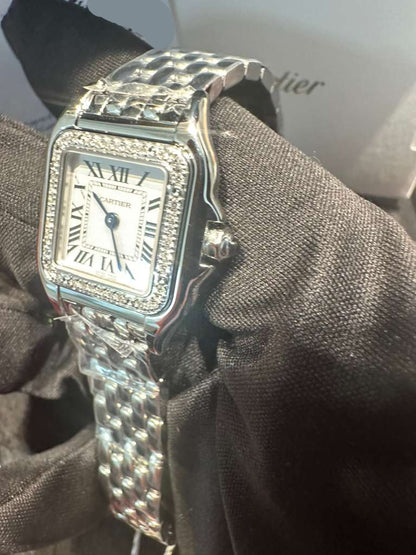 Cartier Panthére De Cartier Stainless Steel (Small Model) 22 MM - Stainless Steel Bracelet - Diamond Bezel - White Dial - W4PN0016