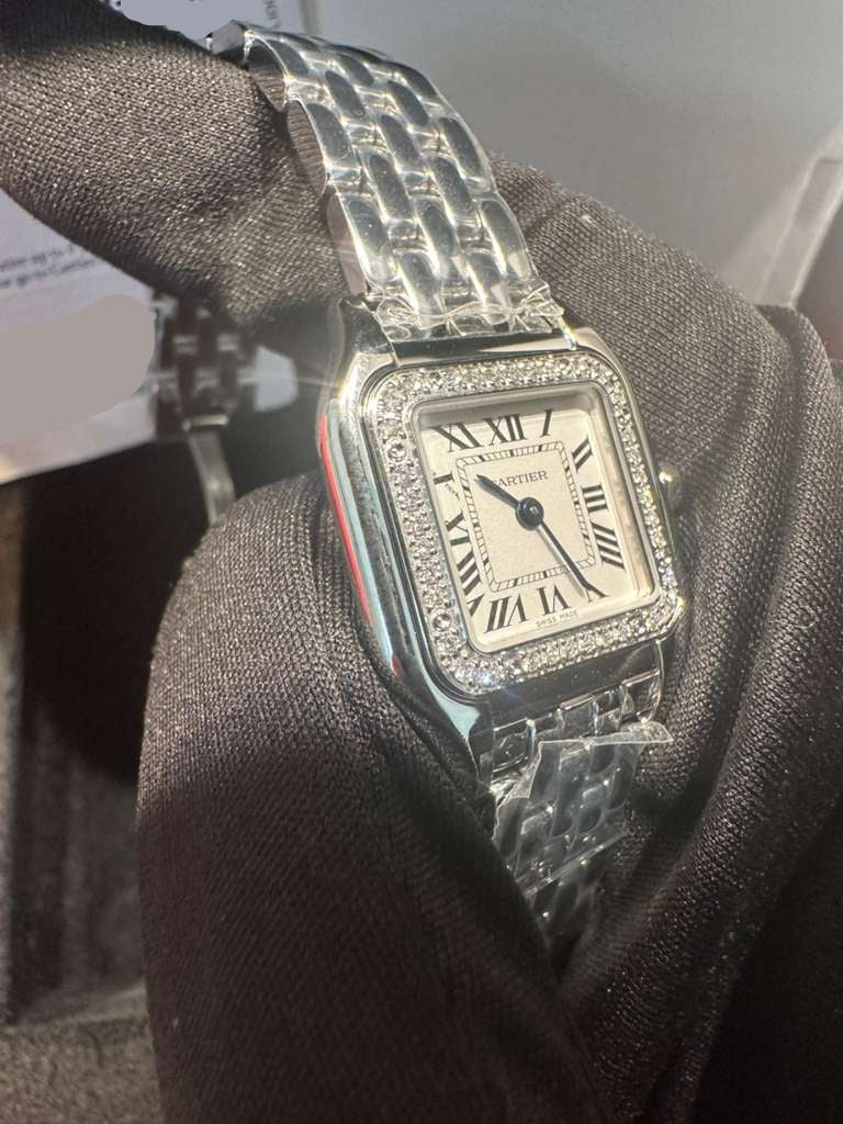 Cartier Panthére De Cartier Stainless Steel (Small Model) 22 MM - Stainless Steel Bracelet - Diamond Bezel - White Dial - W4PN0016