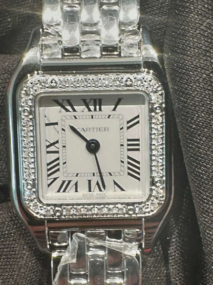 Cartier Panthére De Cartier Stainless Steel (Small Model) 22 MM - Stainless Steel Bracelet - Diamond Bezel - White Dial - W4PN0016