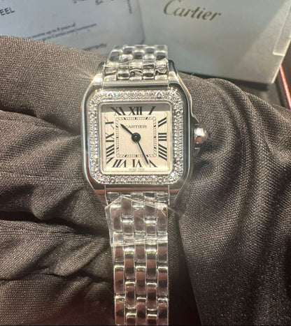 Cartier Panthére De Cartier Stainless Steel (Small Model) 22 MM - Stainless Steel Bracelet - Diamond Bezel - White Dial - W4PN0016