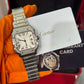 Cartier Santos de Cartier Stainless Steel 35.1 MM (Medium Model) - Stainless Steel Bracelet - White Dial - W4SA0005