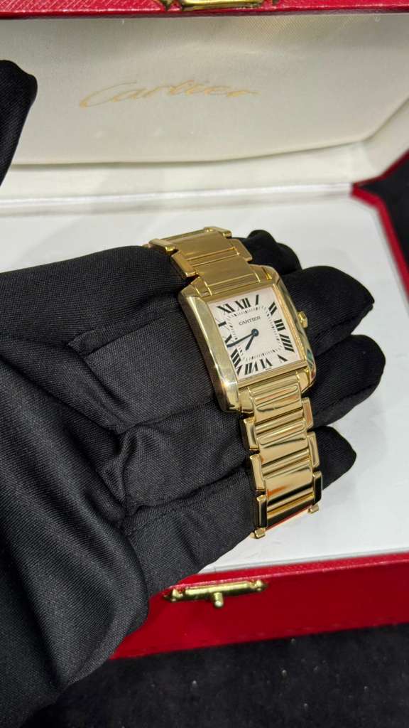 Cartier Tank Francaise Yellow Gold (Medium Model) 25 MM - Yellow Gold Bracelet - Silver Dial - W50003N2