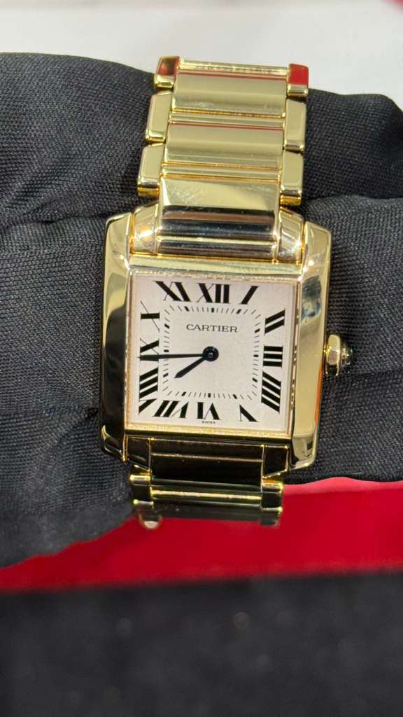 Cartier Tank Francaise Yellow Gold (Medium Model) 25 MM - Yellow Gold Bracelet - Silver Dial - W50003N2