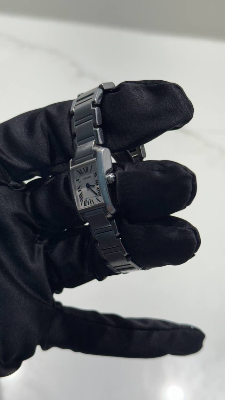 Cartier Tank Stainless Steel (Small Model) 25 MM - Stainless Steel Bracelet - Stainless Steel Bezel - White Dial - W51008Q3