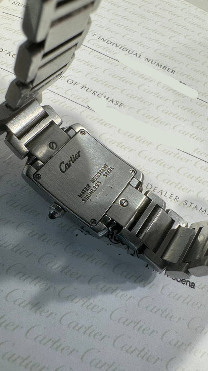 Cartier Tank Stainless Steel (Small Model) 25 MM - Stainless Steel Bracelet - Stainless Steel Bezel - White Dial - W51008Q3