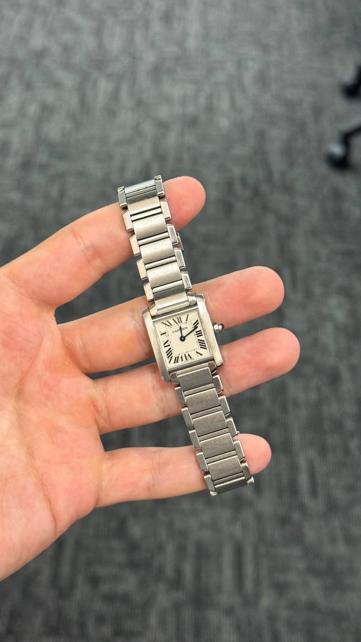 Cartier Tank Stainless Steel (Small Model) 25 MM - Stainless Steel Bracelet - Stainless Steel Bezel - White Dial - W51008Q3