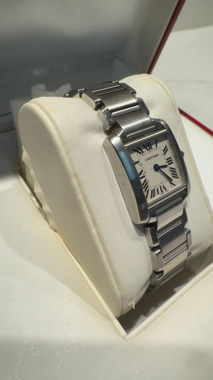 Cartier Tank Stainless Steel (Small Model) 25 MM - Stainless Steel Bracelet - Stainless Steel Bezel - White Dial - W51008Q3