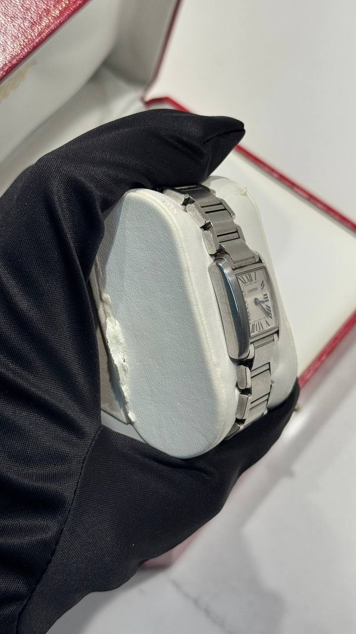 Cartier Tank Stainless Steel (Small Model) 25 MM - Stainless Steel Bracelet - Stainless Steel Bezel - White Dial - W51008Q3