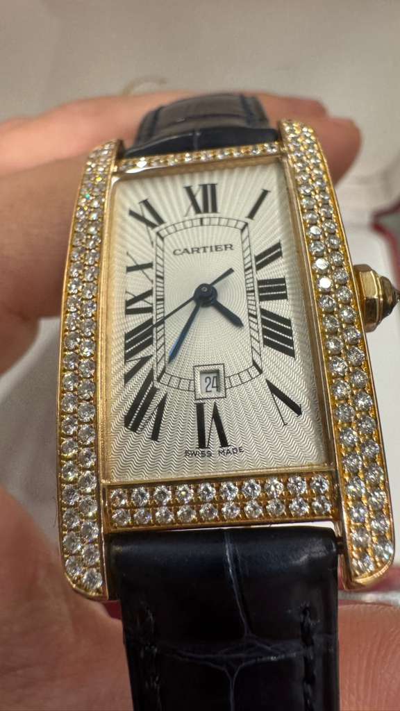 Cartier - Tank Americaine - Ladies Watch - 23.0 x 42.0 MM - Rose Gold - Silvered Dial - Diamond Bezel - WB704751