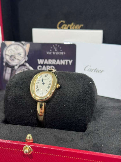 Cartier - Baignoire (Small model) - 23 MM - Yellow Gold - Silvered Dial - WGBA0025 - Size 16