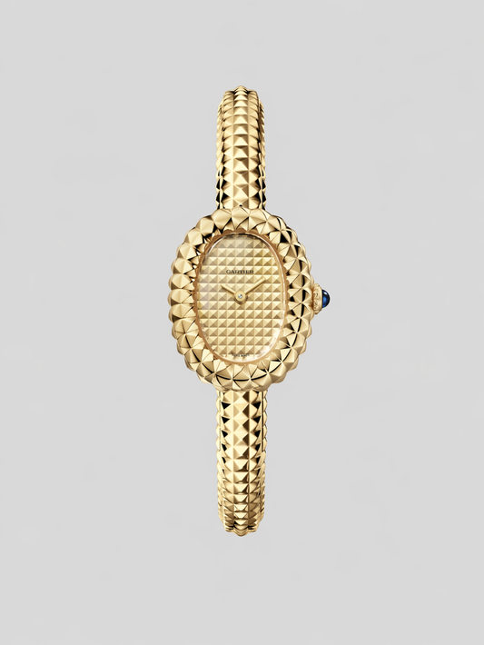 Cartier - Baignoire Clou de Paris - 24.6 MM x 19.3 MM - Yellow Gold - Golden Dial - WGBA0070