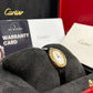 Cartier Baignoire Yellow Gold 24.6 MM (Mini model) - Black Patent Leather Strap - Silvered Dial - WGBA0075