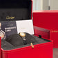Cartier Baignoire Yellow Gold 24.6 MM (Mini model) - Black Patent Leather Strap - Silvered Dial - WGBA0075