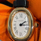 Cartier Baignoire Yellow Gold 24.6 MM (Mini model) - Black Patent Leather Strap - Silvered Dial - WGBA0075