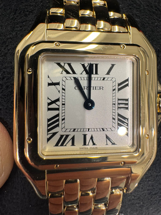 Cartier Panthére De Cartier Yellow Gold (Medium Model) 29 MM x 37 MM - Yellow Gold Bracelet - Yellow Gold Bezel - White Dial - WGPN0058
