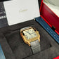 Cartier Santos de Cartier Rose Gold 35.1 MM (Medium Model) - Grey Leather Strap - Silver Dial - WGSA0028