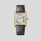 Cartier Tank Yellow Gold (Large Model) 38 MM - Semi-Matte Gray Leather Strap - Yellow Gold Bezel - Stamped Silvered Dial - WGTA0357
