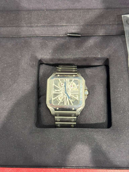 Cartier Santos de Cartier Steel 39.8 MM (Large model) - Steel Bracelet - Openworked Dial - WHSA0007