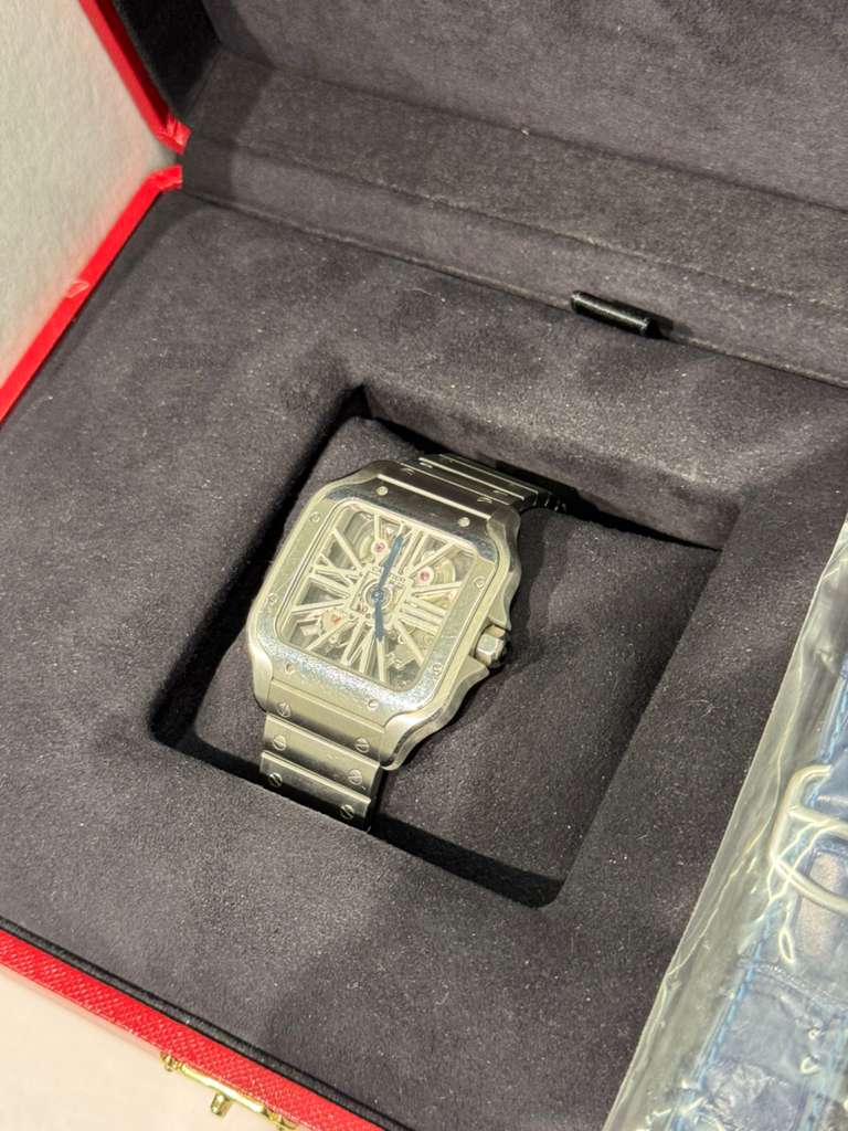 Cartier Santos de Cartier Steel 39.8 MM (Large model) - Steel Bracelet - Openworked Dial - WHSA0007