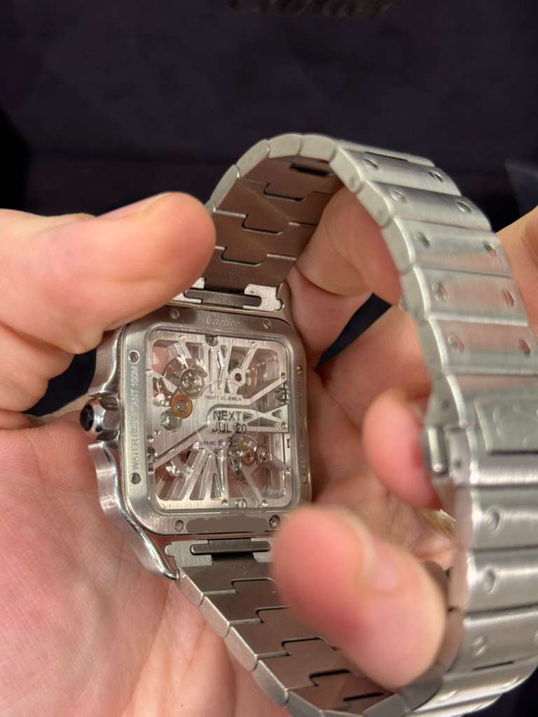 Cartier Santos de Cartier Steel 39.8 MM (Large model) - Steel Bracelet - Openworked Dial - WHSA0007