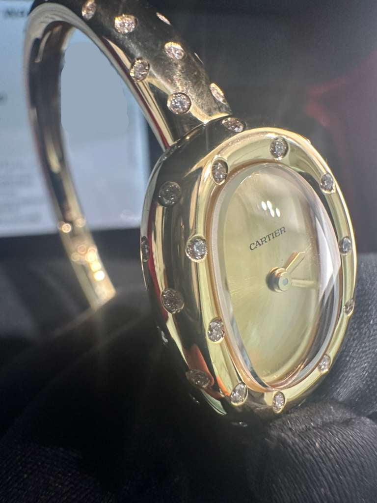 Cartier - Baignoire Polka Dot Mini Model Size 15 - 24.6 MM x 18.7 MM - Yellow Gold - Golden Dial - WJBA0063