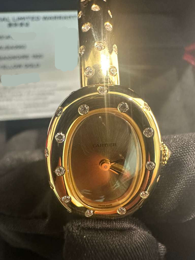 Cartier - Baignoire Polka Dot Mini Model Size 15 - 24.6 MM x 18.7 MM - Yellow Gold - Golden Dial - WJBA0063
