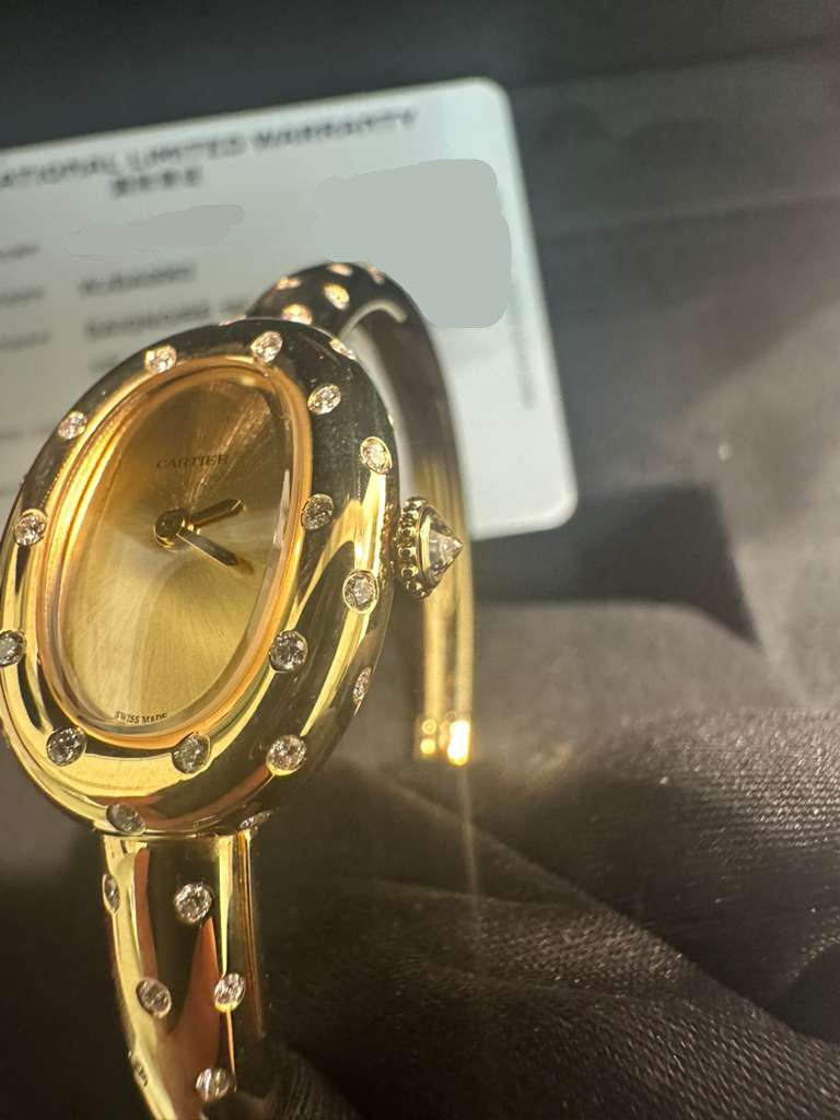 Cartier - Baignoire Polka Dot Mini Model Size 15 - 24.6 MM x 18.7 MM - Yellow Gold - Golden Dial - WJBA0063