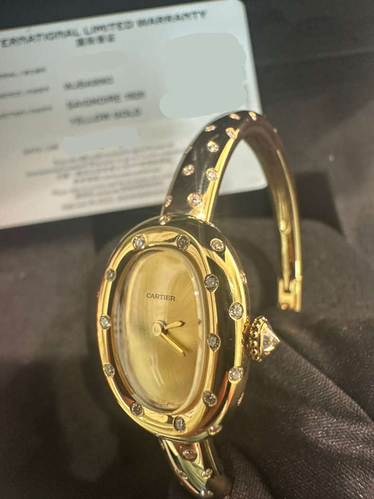 Cartier - Baignoire Polka Dot Mini Model Size 15 - 24.6 MM x 18.7 MM - Yellow Gold - Golden Dial - WJBA0063