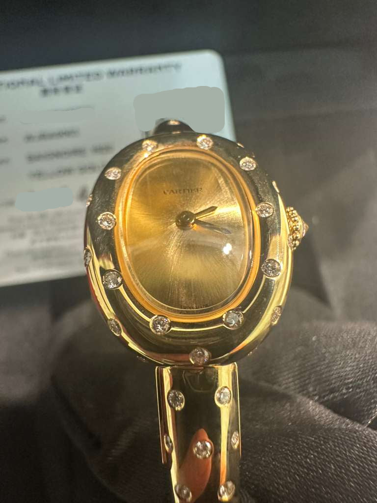 Cartier - Baignoire Polka Dot Mini Model Size 15 - 24.6 MM x 18.7 MM - Yellow Gold - Golden Dial - WJBA0063