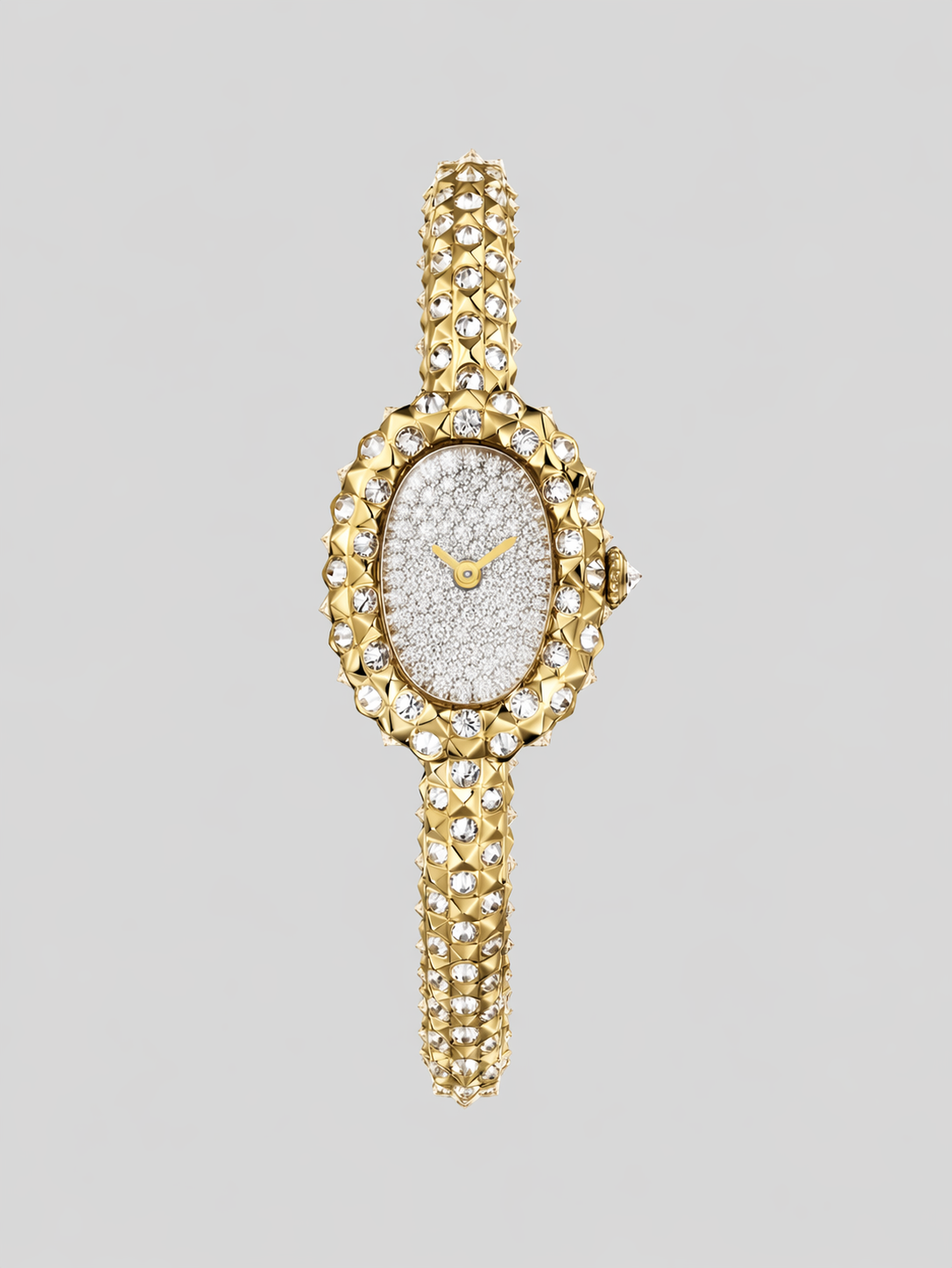 Cartier - Baignoire Clou de Paris Diamond-Set - 24.6 MM x 19.3 MM - Yellow Gold - Pavé Diamond Dial - WJBA0067