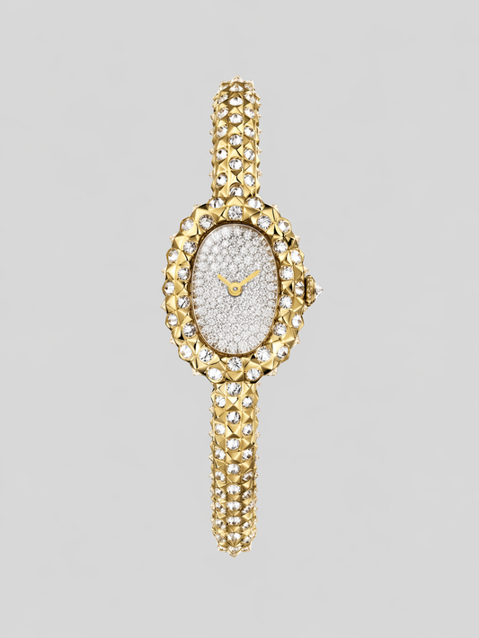 Cartier - Baignoire Clou de Paris Diamond-Set - 24.6 MM x 19.3 MM - Yellow Gold - Pavé Diamond Dial - WJBA0067