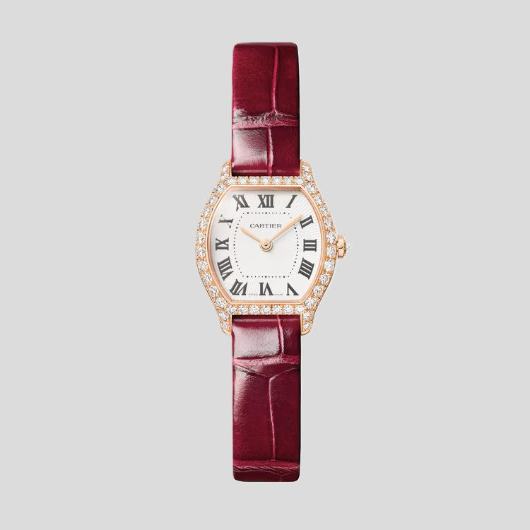Cartier Tortue Watch - Rose Gold - 26 MM - Diamond Case - White Dial - WJTO0011