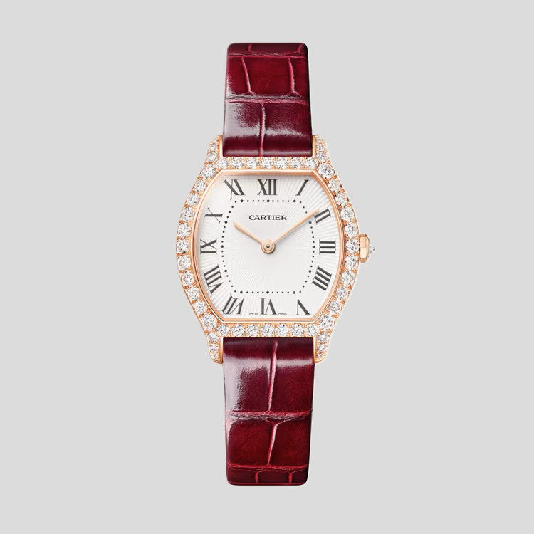Cartier Tortue Watch - Rose Gold - 33.4 MM - Diamond Case - White Dial - WJTO0012