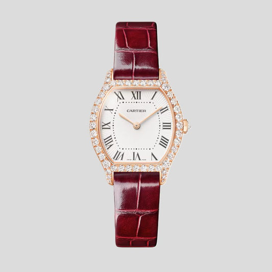 Cartier Tortue Watch - Rose Gold - 33.4 MM - Diamond Case - White Dial - WJTO0012