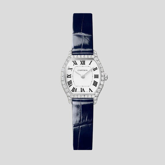 Cartier Tortue Watch - White Gold - 26 MM - Diamond Case - White Dial - WJTO0013