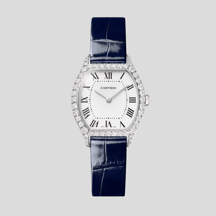 Cartier Tortue Watch - White Gold - 33.4 MM - Diamond Case - White Dial - WJTO0014