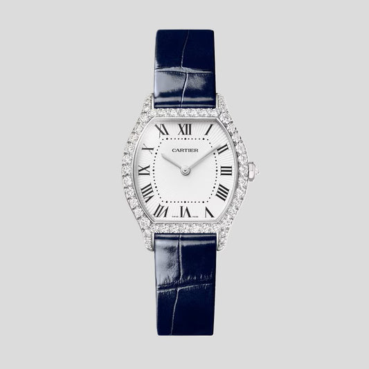 Cartier Tortue Watch - White Gold - 33.4 MM - Diamond Case - White Dial - WJTO0014