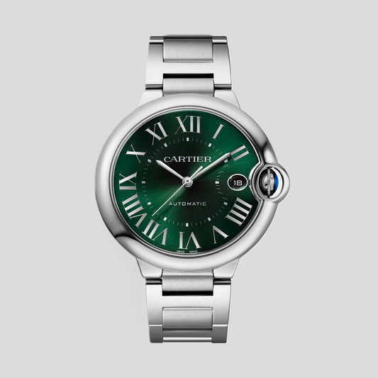 Cartier Ballon Bleu Stainless Steel 40 MM (Large Model) - Stainless Steel Bracelet - Sunray Brushed Dark Green Dial - WSBB0071