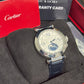 Cartier Pasha de Cartier Steel 41 MM - Blue Alligator Leather Strap -&nbsp; Second Strap in Gray Alligator Leather - Silver Flinqué Dial - WSPA0030
