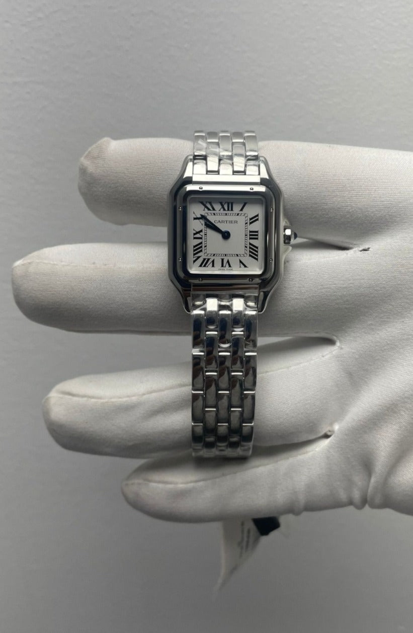 Cartier Panthére De Cartier Stainless Steel (Medium Model ) 27 mm x 37 mm - Stainless Steel Bracelet - Stainless Steel Bezel - White Dial - WSPN0007