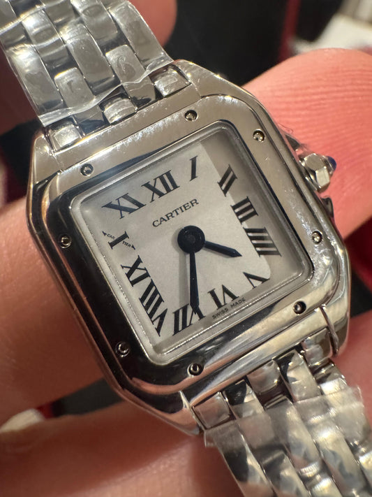 Cartier Panthére De Cartier Stainless Steel (Mini Model) 25 MM x 19 MM - Stainless Steel Bracelet - Stainless Steel Bezel - &nbsp;Silver Dial - WSPN0012