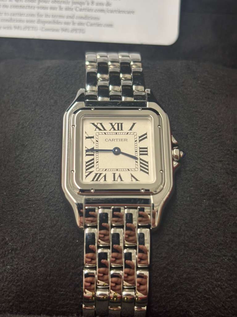 Cartier Panthére De Cartier Stainless Steel (Medium Model) 37 MM x 37 MM - Stainless Steel Bracelet - Stainless Steel Bezel - Silver Dial - WSPN0015