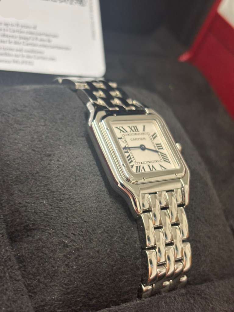 Cartier Panthére De Cartier Stainless Steel (Medium Model) 37 MM x 37 MM - Stainless Steel Bracelet - Stainless Steel Bezel - Silver Dial - WSPN0015