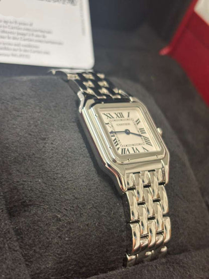 Cartier Panthére De Cartier Stainless Steel (Medium Model) 37 MM x 37 MM - Stainless Steel Bracelet - Stainless Steel Bezel - Silver Dial - WSPN0015