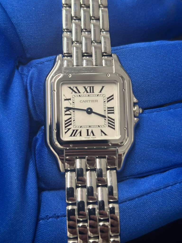 Cartier Panthére De Cartier Stainless Steel (Medium Model) 37 MM x 37 MM - Stainless Steel Bracelet - Stainless Steel Bezel - Silver Dial - WSPN0015
