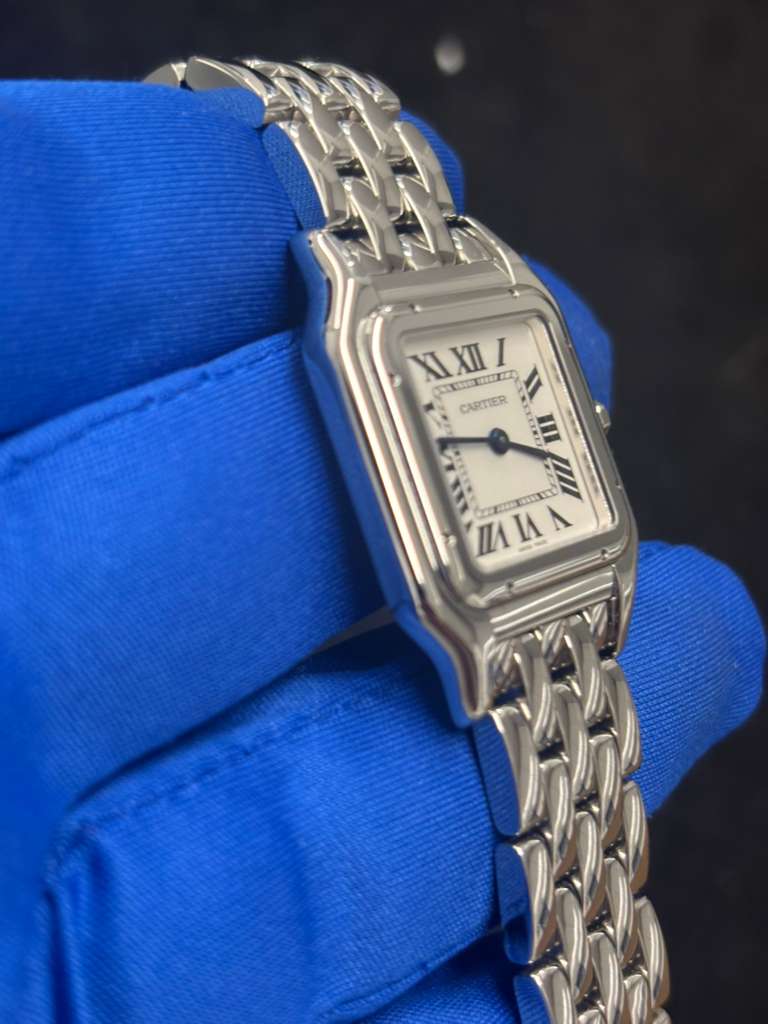 Cartier Panthére De Cartier Stainless Steel (Medium Model) 37 MM x 37 MM - Stainless Steel Bracelet - Stainless Steel Bezel - Silver Dial - WSPN0015