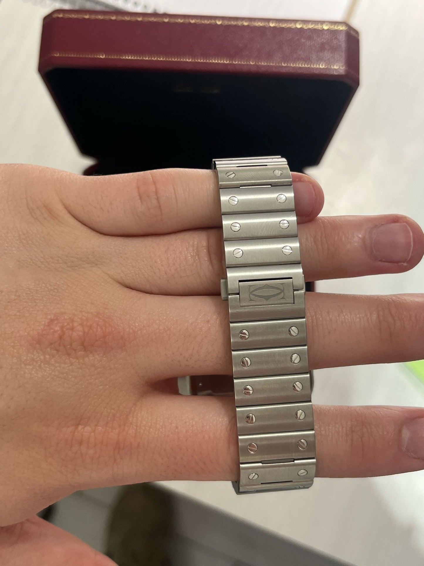 Cartier Santos de Cartier Stainless Steel 39.8 MM (Large Model) - Stainless Steel Bracelet - White Dial - WSSA0018